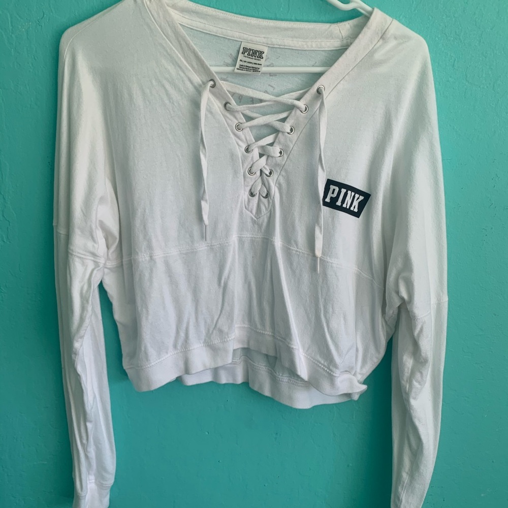 PINK, white sweater top